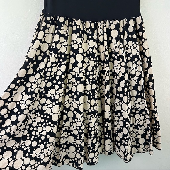 Linen Blend Saint Tropez West Boho Artsy Polkadot Fully Lined Pleated Midi Skirt - Picture 4 of 12